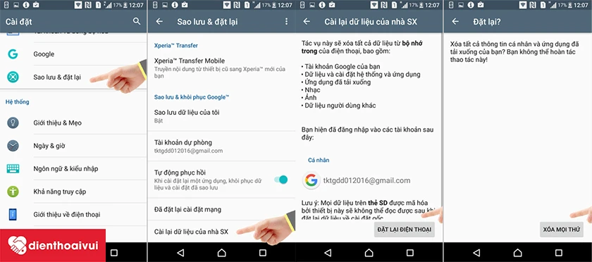 C&agrave;i lại dữ liệu của nh&agrave; SX