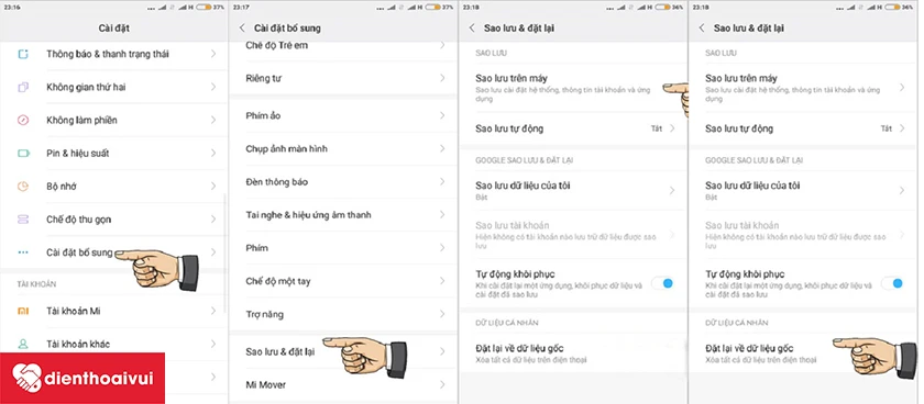 Kh&ocirc;i phục c&agrave;i đặt gốc