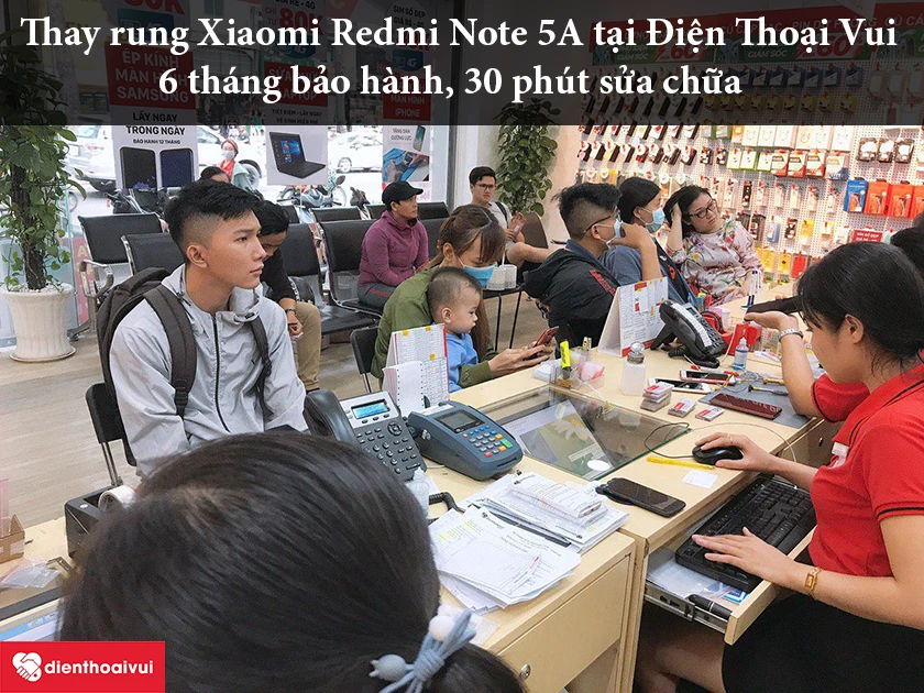 Dịch vụ thay rung Xiaomi Redmi Note 5A ch&iacute;nh h&atilde;ng, lấy ngay tại Điện Thoại Vui