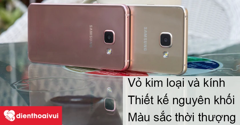 Vỏ Samsung Galaxy A3 2016 với sự kết hợp từ kim loại v&agrave; k&iacute;nh mang đến vẻ thời thượng