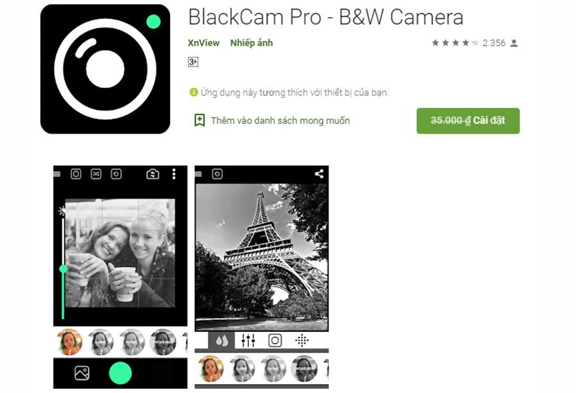 BlackCam Pro - B&W Camera (app android miễn ph&iacute; chỉnh sửa ảnh)