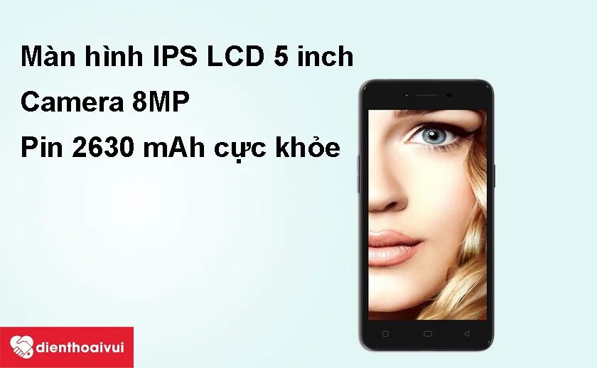 M&agrave;n h&igrave;nh IPS LCD 5 inch, vi&ecirc;n pin 2630 mAh cực khỏe