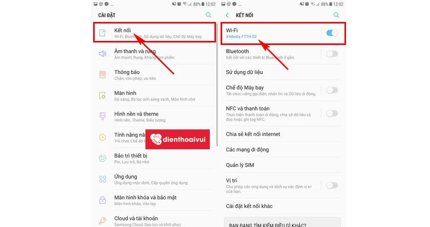 X&oacute;a mạng wifi đang kết nối v&agrave; c&agrave;i đặt lại - c&aacute;ch khắc phục lỗi pin điện thoại samsung