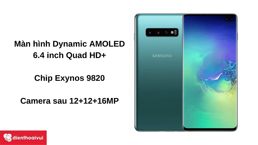 Đi&ecirc;̣n thoại Samsung Galaxy S10 Plus - Màn hình cong 6.4 inch phủ kính Gorilla Glass 6 cao c&acirc;́p