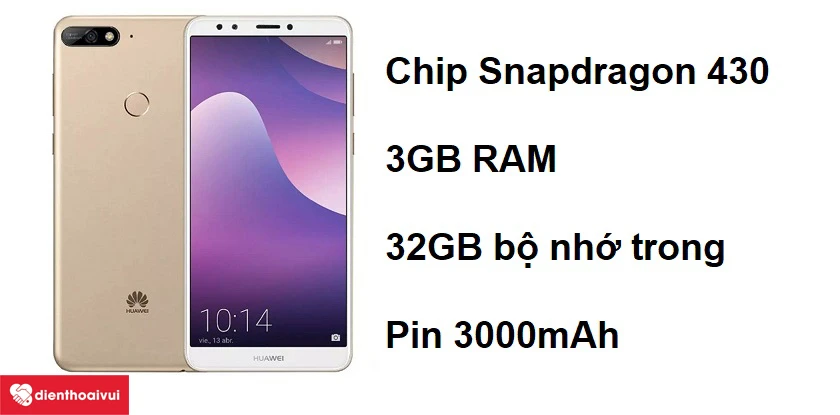 Huawei-Y7-Pro-2018 với dung lượng pin 3000 mAh