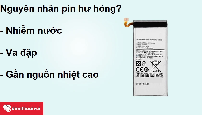 do pin điện thoại đã bị chai, hư hỏng