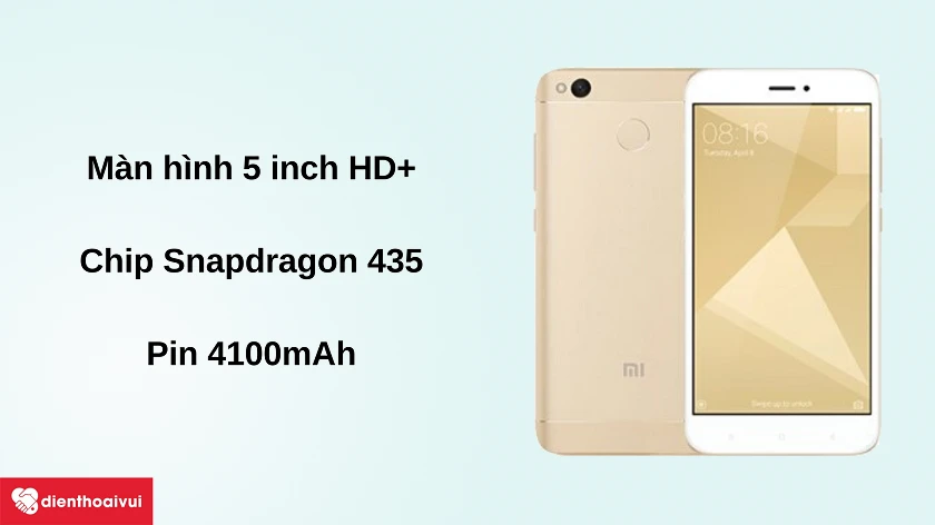 Đi&ecirc;̣n thoại Xiaomi Redmi 4X - vi&ecirc;n pin 4100mAh