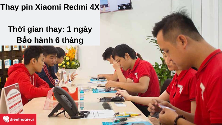 Dịch vụ thay pin Xiaomi Redmi 4X ch&acirc;́t lượng t&ocirc;́t, giá phải chăng tại Đi&ecirc;̣n Thoại Vui