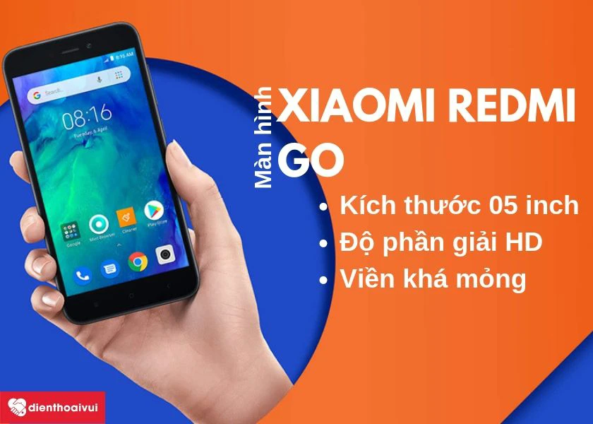 Xiaomi Redmi Go: M&agrave;n h&igrave;nh 5 inch , độ ph&acirc;n giải HD c&ugrave;ng khả năng cảm ứng mượt m&agrave;