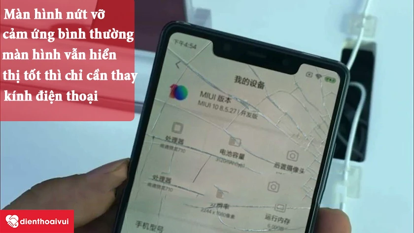 M&agrave;n h&igrave;nh vỡ, cảm ứng hoạt động b&igrave;nh thường