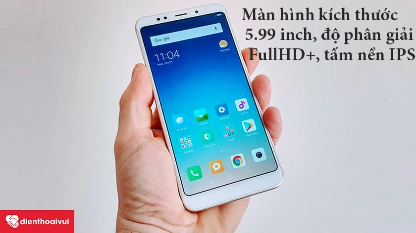 Xiaomi Redmi 5 Plus &ndash; M&agrave;n h&igrave;nh k&iacute;ch thước 5.99 inch, độ ph&acirc;n giải FullHD+, tấm nền IPS