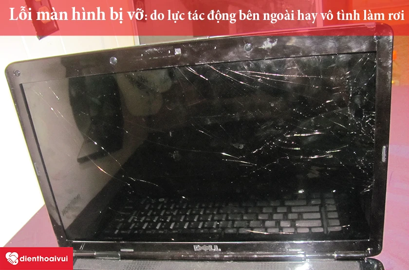 lỗi m&agrave;n h&igrave;nh Dell Vostro 500 bị vỡ, l&agrave; do t&aacute;c động lực từ b&ecirc;n ngo&agrave;i