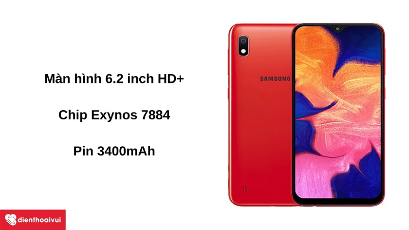 Đi&ecirc;̣n thoại Samsung Galaxy A10 - Màn hình 6.2 inch HD+, chip Exynos 7884 cùng pin 3400mAh
