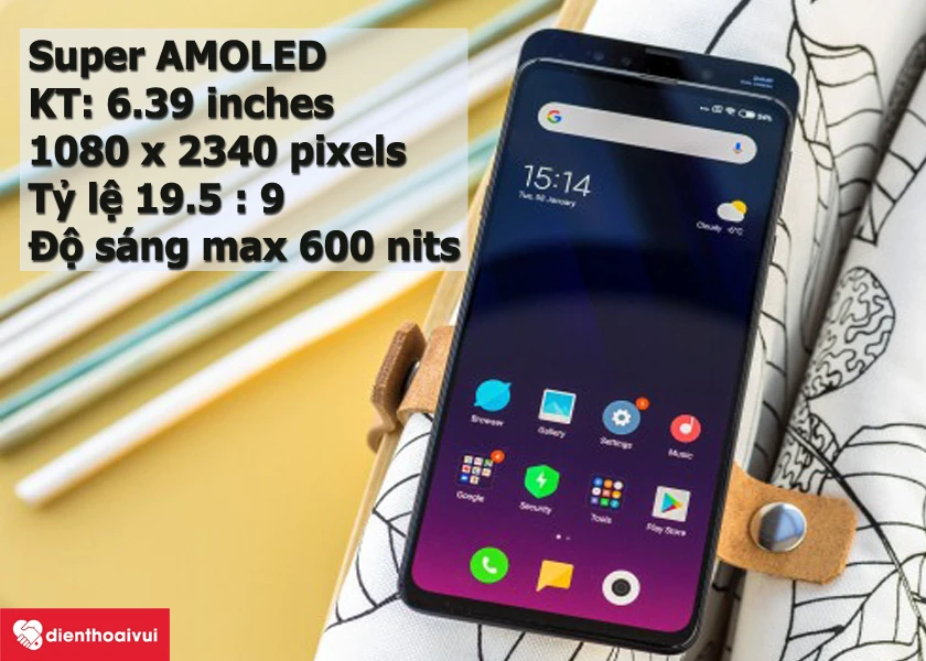 Xiaomi Mi Mix 3 - m&agrave;n h&igrave;nh Super Amoled 6.39 inch, tỉ lệ 19.5 : 9, độ ph&acirc;n giải Full HD+