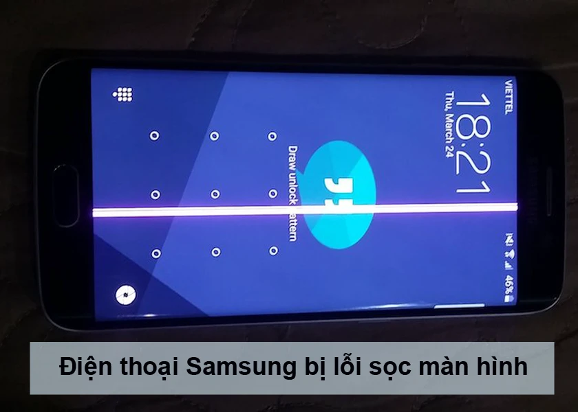 biểu hiện điện thoại samsung bị sọc m&agrave;n h&igrave;nh dọc, ngang, sọc xanh