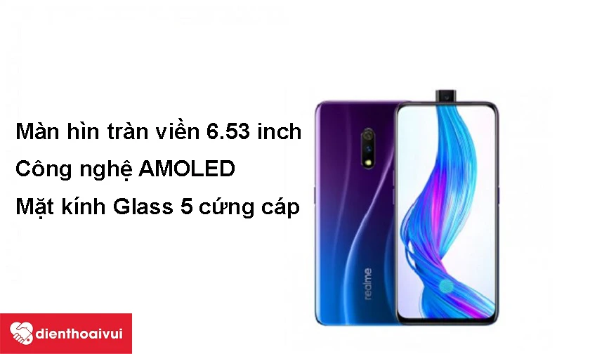 Màn hình tràn vi&ecirc;̀n 6.53 inch, mặt kính Glass 5 cứng cáp