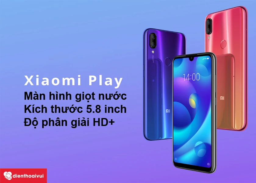 Xiaomi Mi Play: M&agrave;n h&igrave;nh giọt nước, k&iacute;ch thước 5.8 inch, độ ph&acirc;n giải HD+