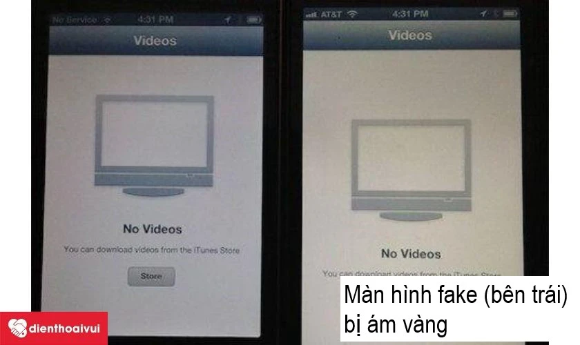 M&agrave;n h&igrave;nh iPad fake thường bị &aacute;m m&agrave;u v&agrave;ng nặng hơn m&agrave;n ch&iacute;nh h&atilde;ng