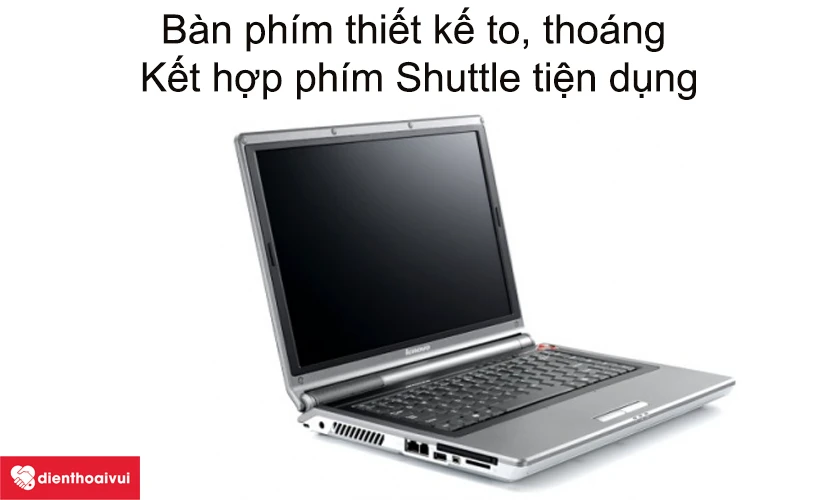 thay b&agrave;n ph&iacute;m laptop Lenovo Y410 - B&agrave;n ph&iacute;m thiết kế to, tho&aacute;ng kết hợp ph&iacute;m Shuttle tiện dụng