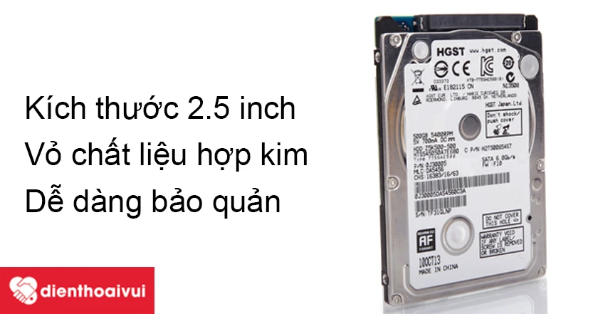 Thiết kế gọn nhẹ 2.5 inch tiết kiệm diện t&iacute;ch v&agrave; vỏ ngo&agrave;i được l&agrave;m từ hợp kim tăng độ bền