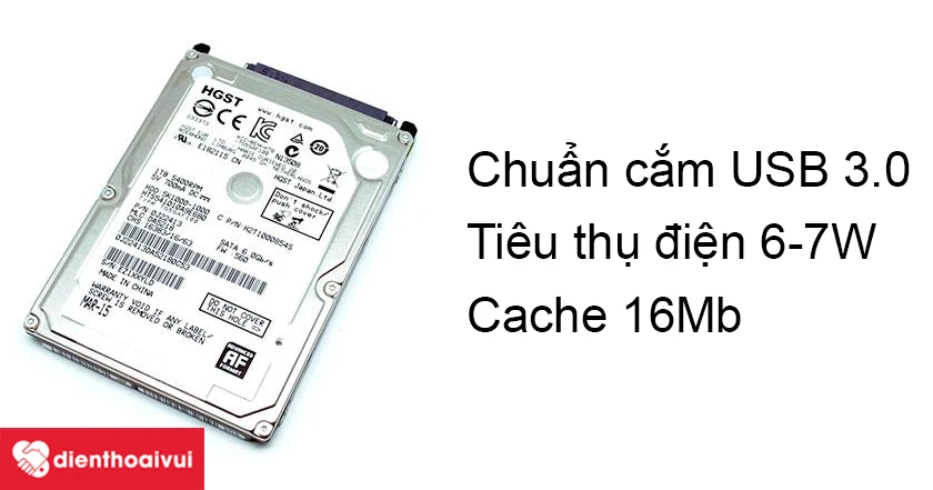 Chuẩn cắm USB 3.0 ph&ugrave; hợp nhiều d&ograve;ng m&aacute;y, tiết kiệm điện năng v&agrave; tuổi thọ trung b&igrave;nh khoảng 1 triệu giờ