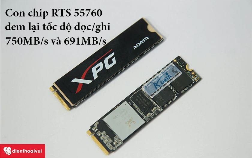 tốc độ đọc/ghi tuần tự của SX6000 M.2 cũng kh&aacute; cao lần lượt l&agrave; 750MB/s v&agrave; 691MB/s