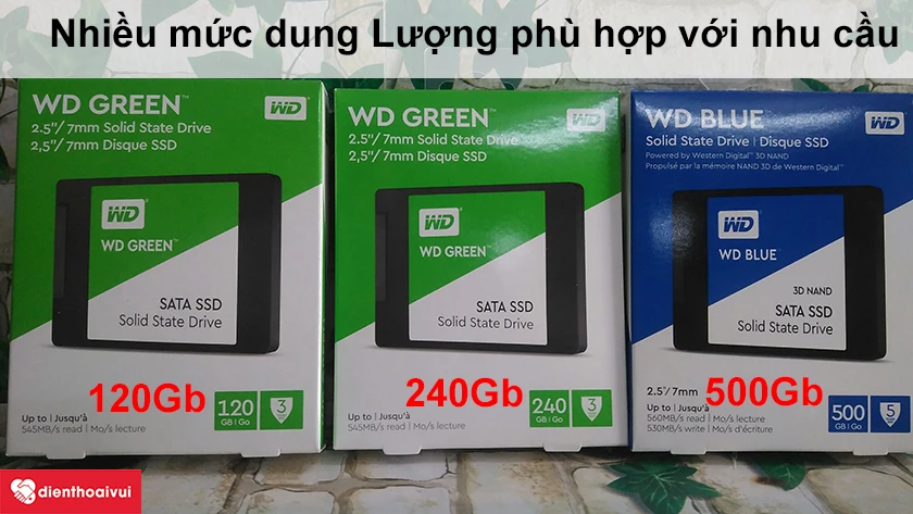 SSD Western Digital 240Gb mức dung lượng ph&ugrave; hợp với mọi nhu cầu mục đ&iacute;ch sử dụng