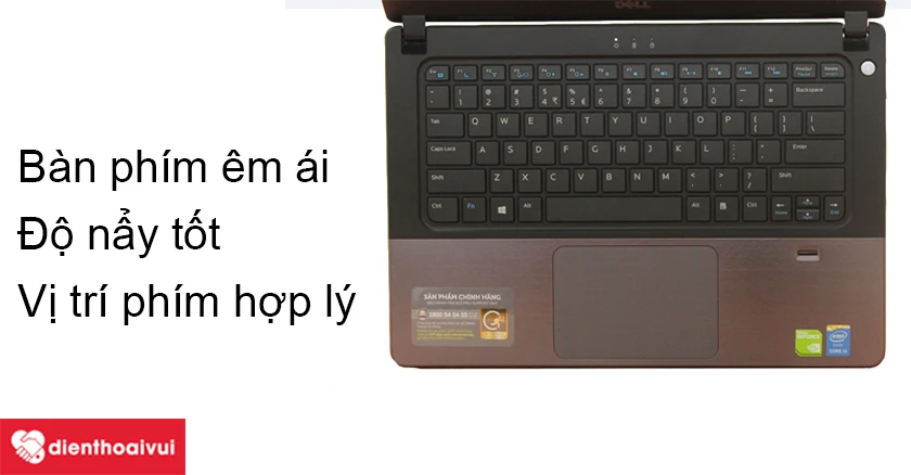 Bàn phím laptop Dell Vostro 5480 – Phím bấm êm, vị trí và khoảng cách hợp lý giúp thao tác nhập nhanh và chính xác