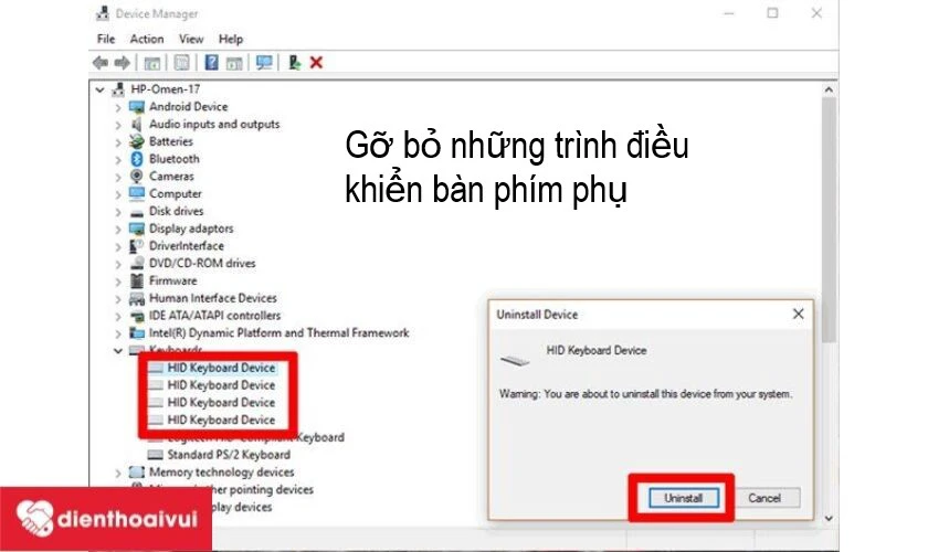 Bạn cần gỡ những tr&igrave;nh điều khiển b&agrave;n ph&iacute;m phụ v&agrave; để chừa lại b&agrave;n ph&iacute;m mặc định của m&aacute;y