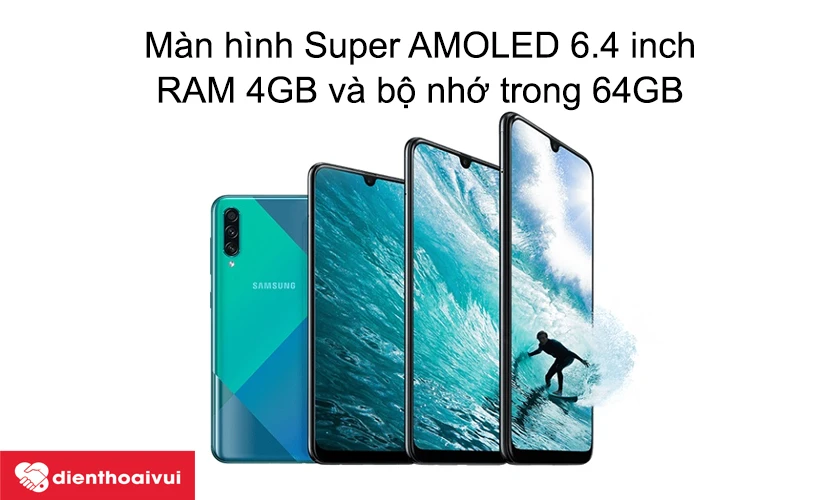M&agrave;n h&igrave;nh Super AMOLED 6.4 inch, RAM 4GB v&agrave; bộ nhớ trong 64GB