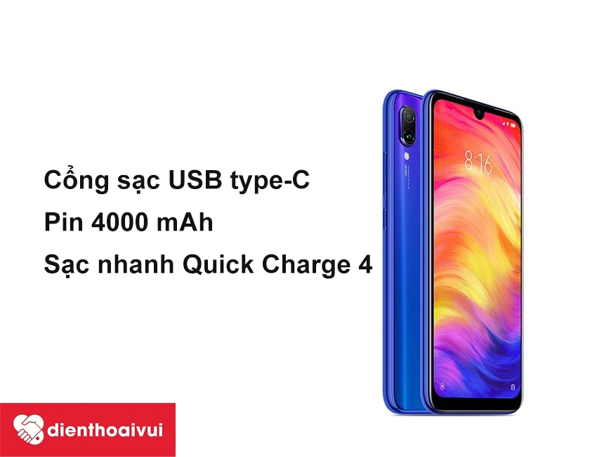 Cổng sạc USB type-C, pin dung lượng cao tới 4000 mAh