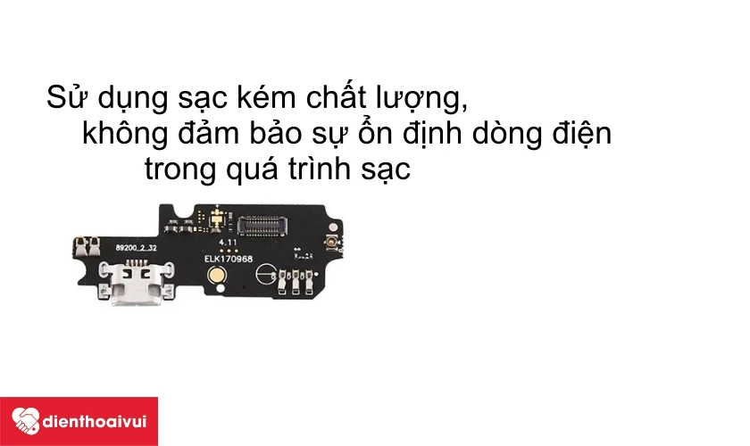 sử dụng bộ sạc kém chất lượng, không rõ nguồn gốc