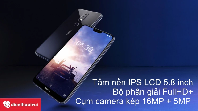 Nokia&nbsp;6.1 Plus được trang bị tấm nền IPS LCD 5.8 inch, độ ph&acirc;n giải FullHD+