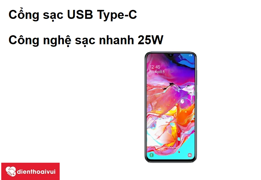 Cổng sạc USB Type-C cực kì tiện lợi, công nghệ sạc nhanh 25W