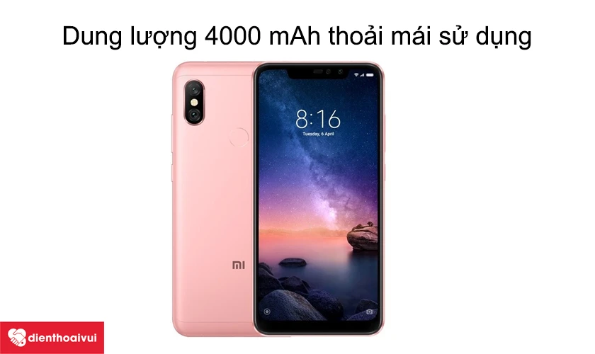 Dung lượng 4000 mAh thoải m&aacute;i sử dụng cả ng&agrave;y d&agrave;i
