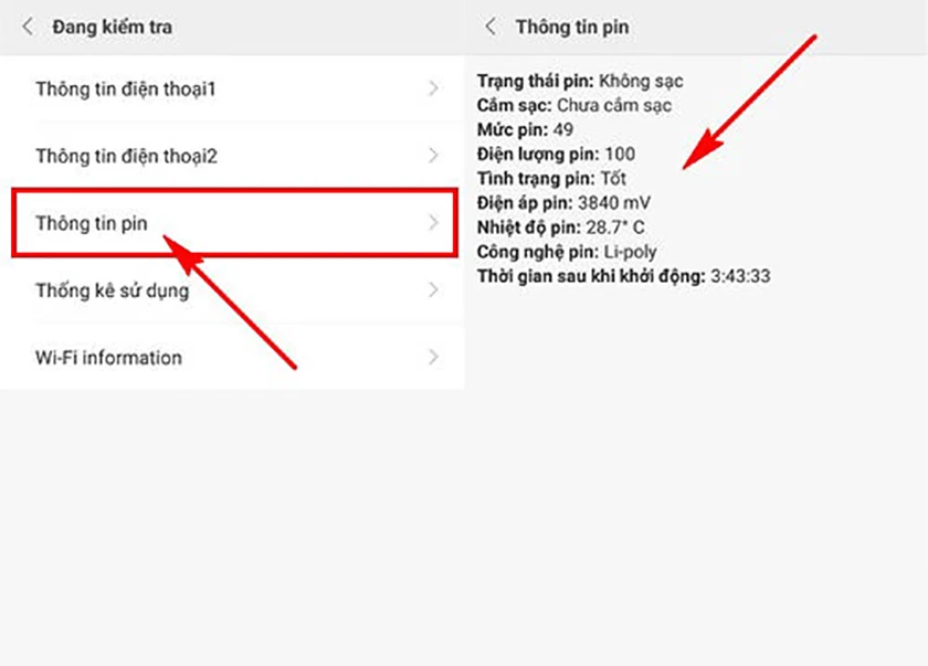 hướng dẫn kiểm tra pin xiaomi