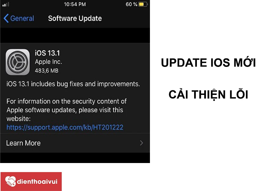Update phi&ecirc;n bản IOS mới