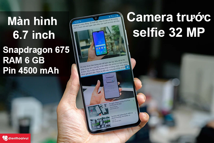 Samsung Galaxy A70 &ndash; Cấu h&igrave;nh mạnh mẽ, camera trước độ ph&acirc;n giải l&ecirc;n đến 32MP