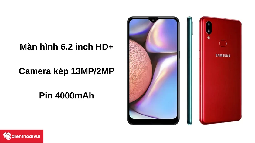 Đi&ecirc;̣n thoại Samsung Galaxy A10s - màn hình 6.2 inch, camera sau kép 13MP/2MP, vi&ecirc;n pin 4000mAh