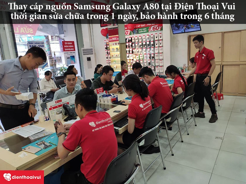 Dịch vụ thay cáp ngu&ocirc;̀n Samsung Galaxy A80 ch&acirc;́t lượng t&ocirc;́t, giá hợp lý tại Đi&ecirc;̣n Thoại Vui