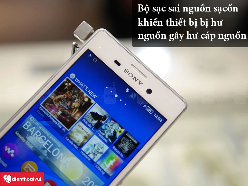 Người dùng sử dụng bộ sạc sai nguồn sạc khiến thiết bị