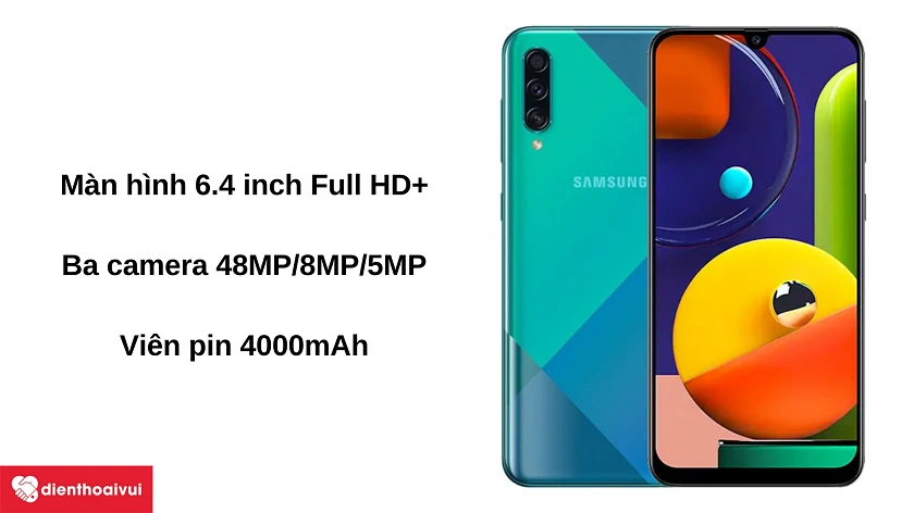 Đi&ecirc;̣n thoại Samsung Galaxy A50s - màn hình 6.4 inch, b&ocirc;̣ ba camera 48MP/8MP/5MP, vi&ecirc;n pin 4000mAh