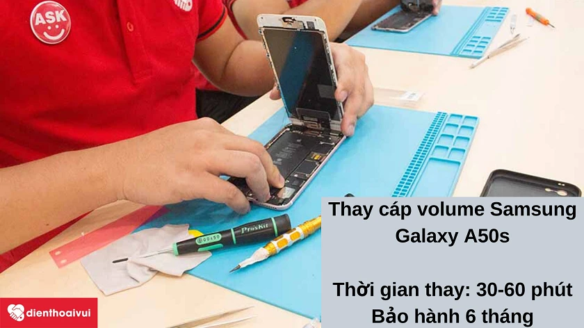 Dịch vụ thay cáp volume Samsung Galaxy A50s giá hợp lý, l&acirc;́y nhanh tại Đi&ecirc;̣n Thoại Vui