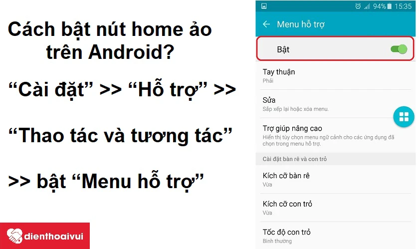 C&aacute;ch bật n&uacute;t home ảo tr&ecirc;n Android