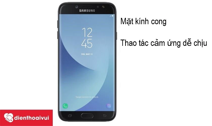 Samsung Galaxy J7 Pro - mặt k&iacute;nh bo cong nhẹ tạo cảm gi&aacute;c thoải m&aacute;i khi thao t&aacute;c
