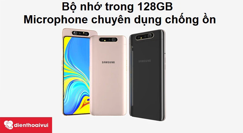 Dung lượng l&ecirc;n đến 128GB c&ugrave;ng khả năng ghi &acirc;m bằng microphone chuy&ecirc;n dụng chống ồn