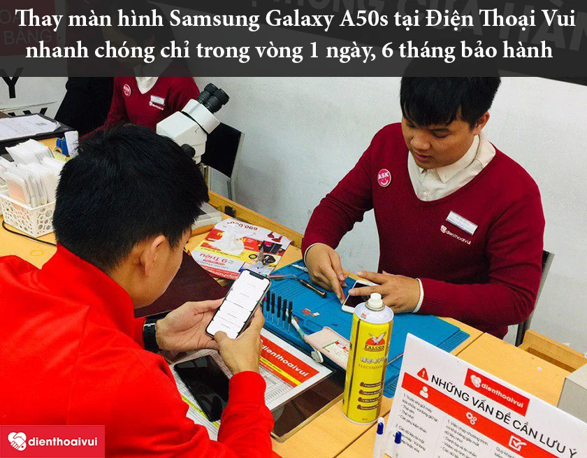 Thay m&agrave;n h&igrave;nh Samsung Galaxy A50s tại hệ thống Điện Thoại Vui