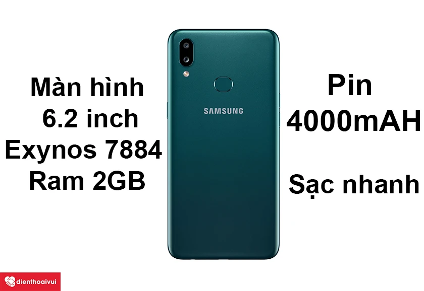Samsung Galaxy A10s c&oacute; dung lượng Pin 4000mAh sạc nhanh