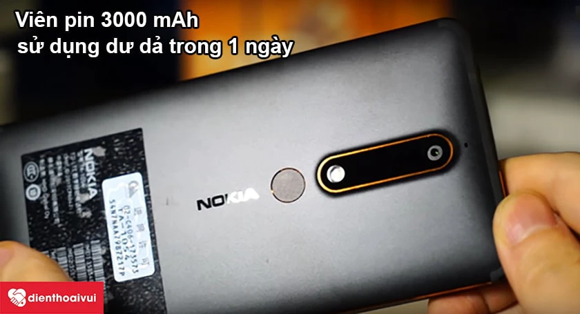 Nokia 6.1 2018 &ndash; Vi&ecirc;n pin 3000 mAh sử dụng dư dả trong một ng&agrave;y
