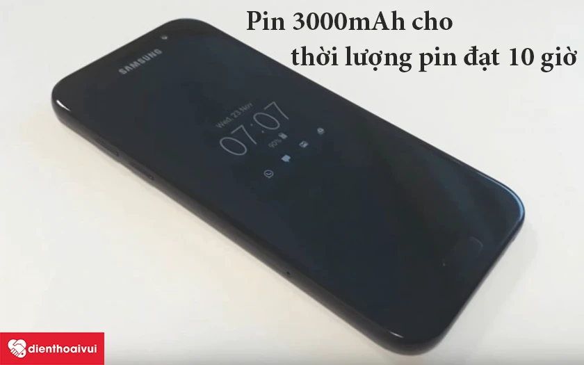 Pin Samsung Galaxy A5 2017 c&oacute; dung lượng 3000mAh cho thời lượng pin đạt 10 giờ